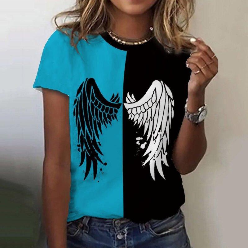 Fashion Wings 3D Print T-Shirts Women Summer O-Neck Short Sleeve T Shirt Harajuku Tops Y2k Casual Oversized Tees Female Clothing