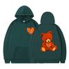 Unisex Hooded Sweatshirt With Teddy Bear Print Casual Oversized Pullover Winter Youth Streetwear