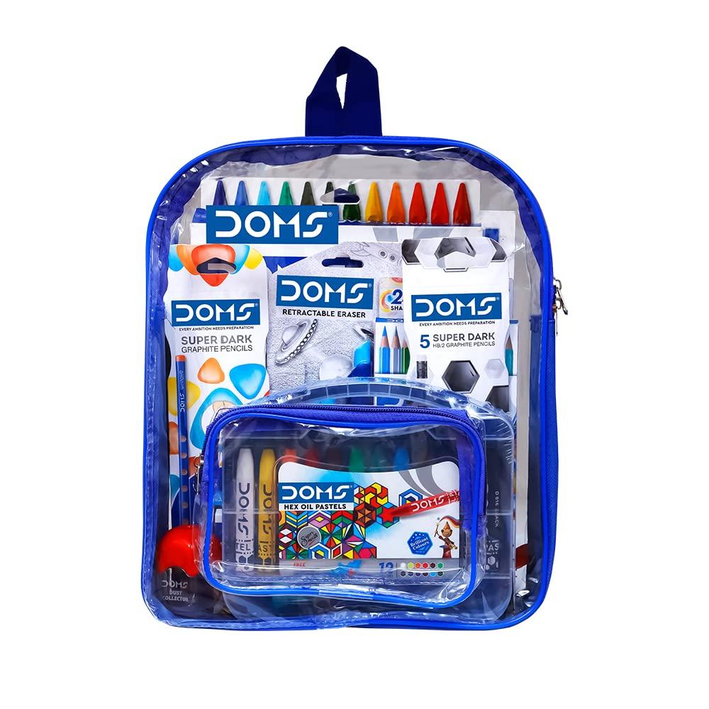 

Набор для творчества и канцелярии Doms Smart Art & Stationery с прозрачной сумкой на молнии для школьных принадлежностей и в подарок детям, набор из 12 предметов