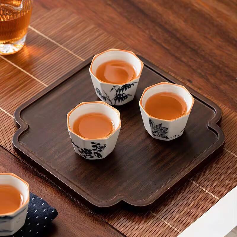 Hand-Painted White Porcelain Tea Cup Chinese Style Guochao Tea Cup Household Chinese Style Tea Cup Master Cup Personal Tea Cup