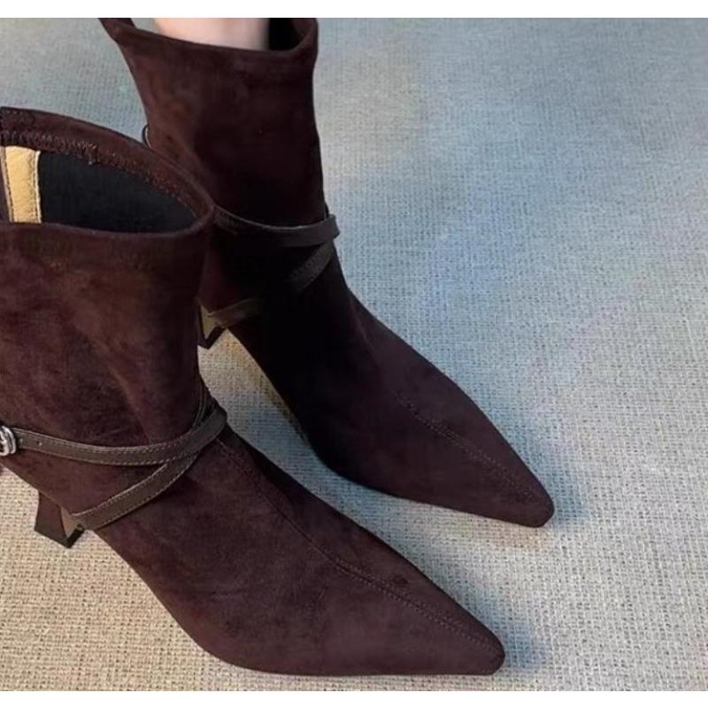 Neuer Stil Mode Elastische Schlanke Damen Stiefeletten Mode Party Stripper Damen Schuhe Damen Hoher Absatz Kurze Stiefel Mujer