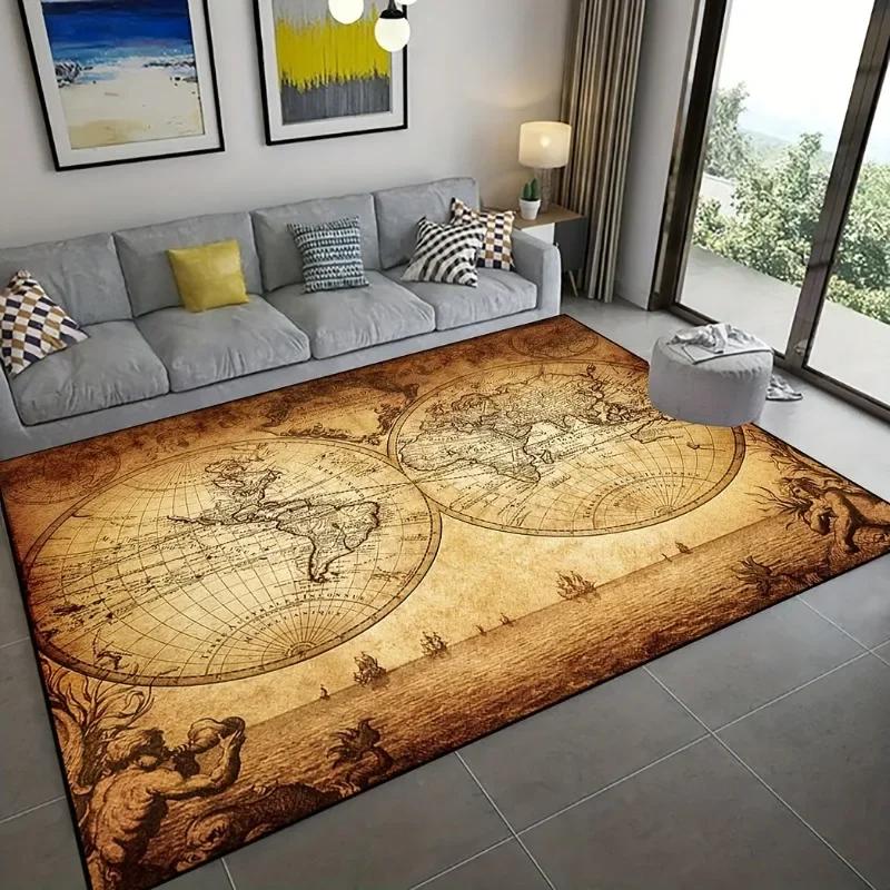 Map Pattern Carpets For Living Room Decoration Pirate Treasure Halloween Home Office Decorative Rugs Kitchen Bedroom Floor Mat