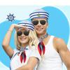 Sailor Hat Captain Navy Hat and Scarf Set Unisex Costume Photo Props Mardi Gras Party Funny Cosplay Supplies Stage Performs Acce