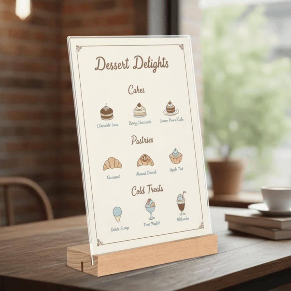2 Uses Menu Paper Display Stand Highly Transparent Acrylic Table Number Holder Restaurant