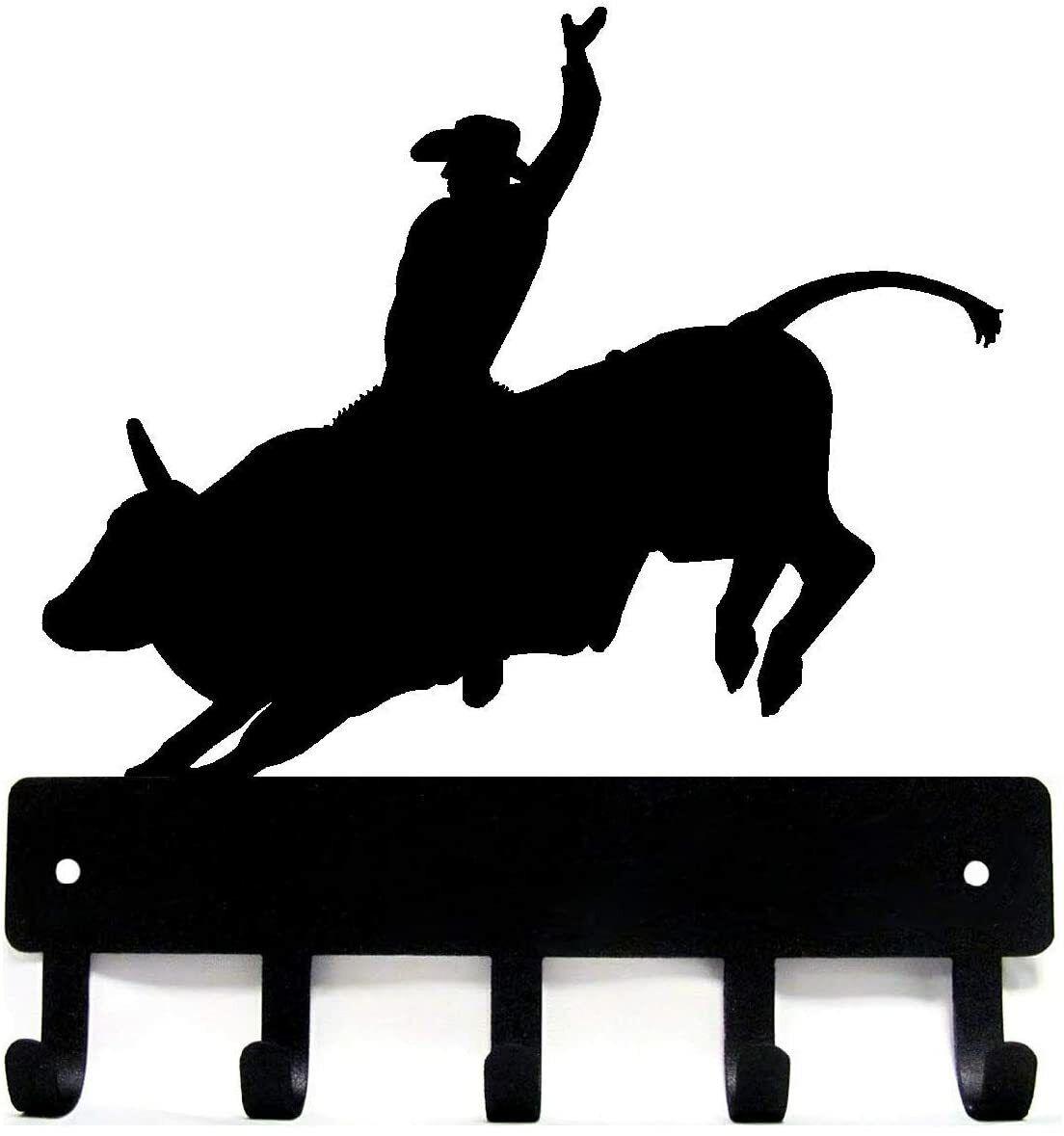 

Bull Rider #1 Вешалка для ключей - 6 дюймов Широкая металлическая настенная арт