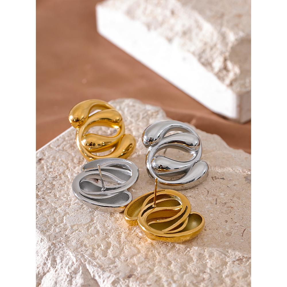 Eetit 2024 Stilvolle, einzigartige geometrische Ohrstecker aus Edelstahl, 18 Karat vergoldet, wasserdicht, hochwertiges Schmuckgeschenk