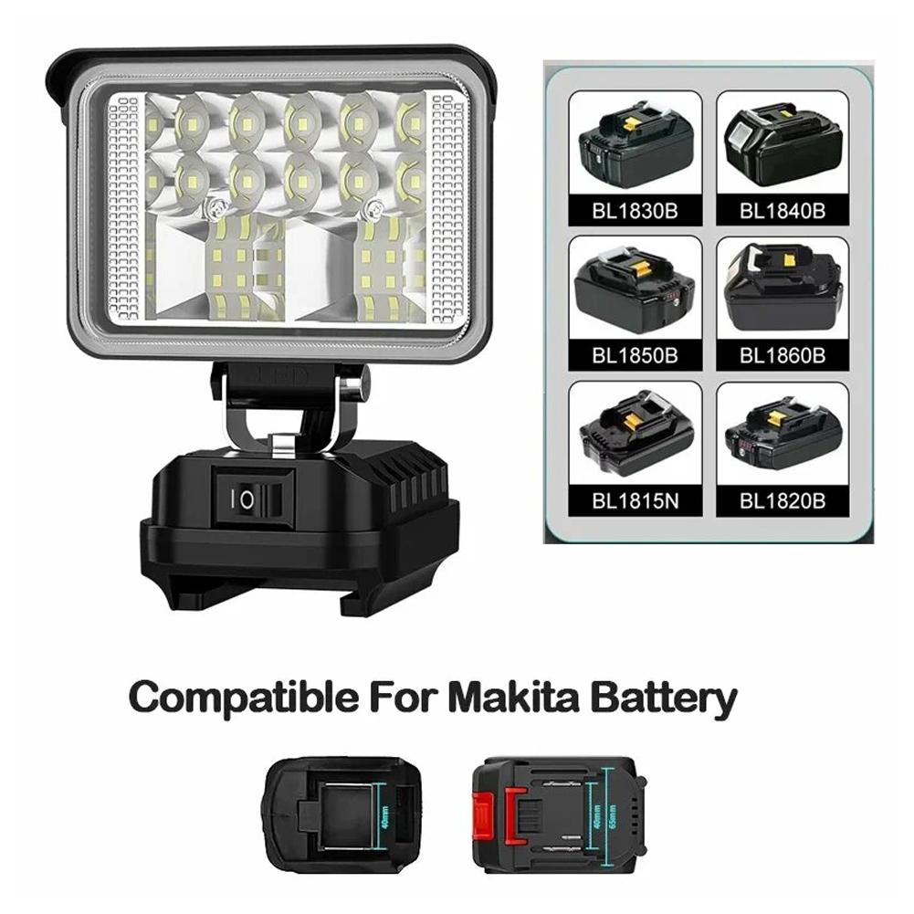 3/4/5/8Inch Waterproof Direct Flood Lights For Makita 18V Cordless Work Light USB Garage Workshop Camping Emergency Lights