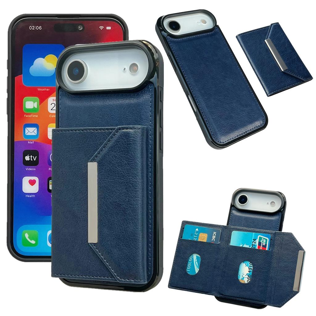 For iPhone Air Case Card Bag Kickstand TPU+PU Phone Cover