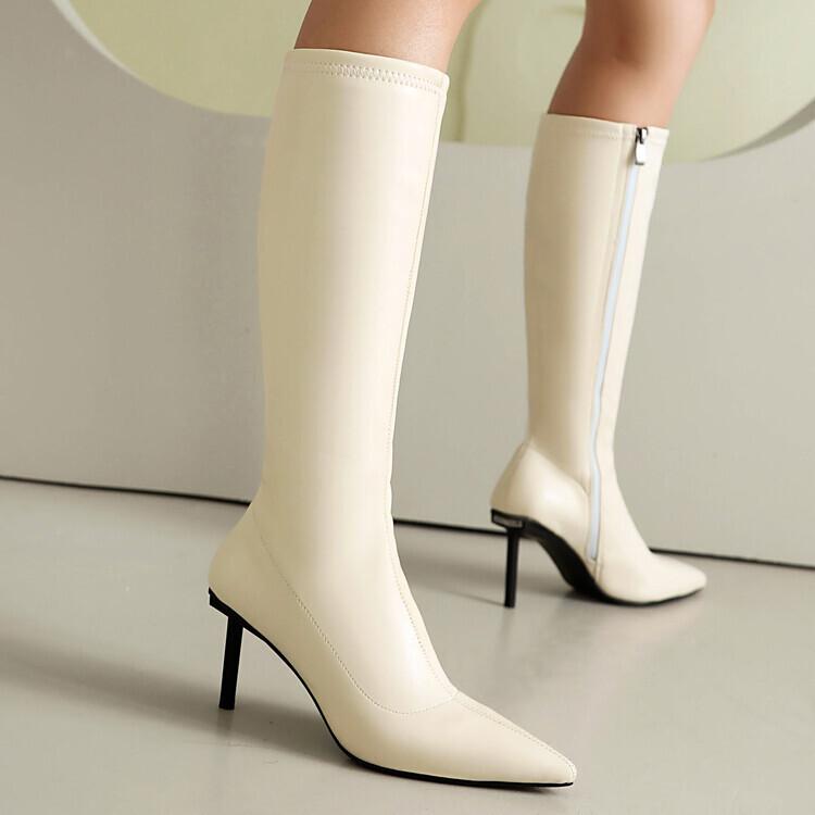 High-heeled Boots  Autumn and Winter New Pointed-toed Thin-heeled Boots Side Zipper Versatile High Boots