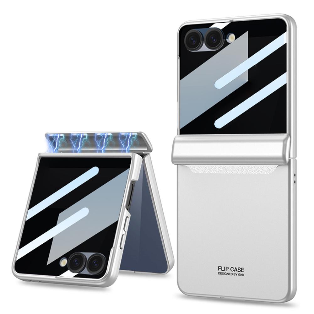 GKK For Samsung Galaxy Z Flip7 5G Case Magnetic Hinge Protection PC Phone Cover with Anti-Spy Tempered Glass Film