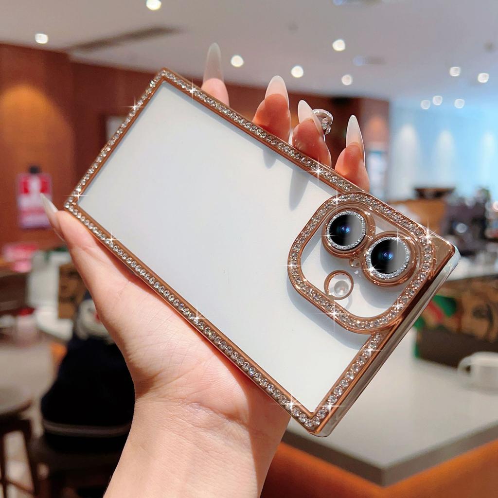 Applicable to IP16 side diamond premium mobile phone case, foreign trade new Apple 17 lens all-inclusive electroplating diamond-encrusted mobile pho
