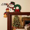 Wooden Holiday Door Frame Sign Christmas Topper Stickers, Seasonal Decoration, L-shaped Corner Home Wall Decor Items for Decor, Festive Art