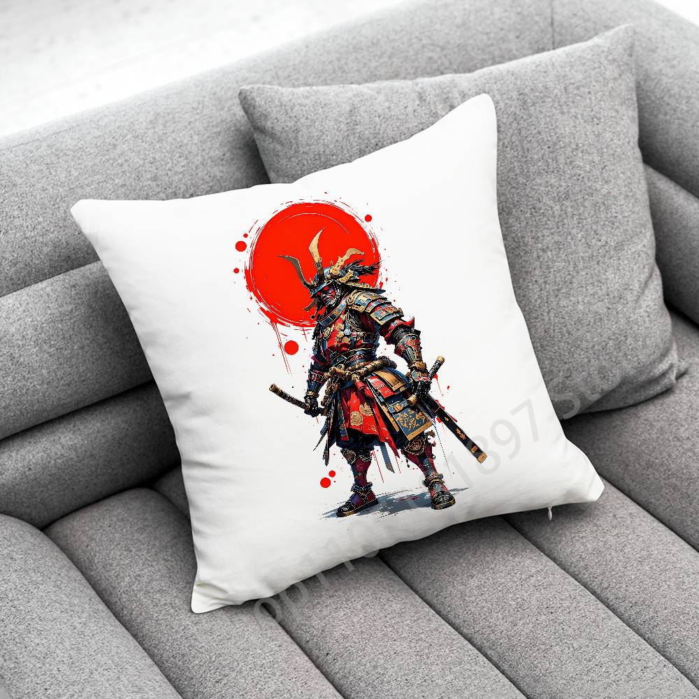 Japanese Bushido Samurai Throw Pillow Case For 55cm 40cm 45*45cm 50cm 30cm Square Office Cushion Cover