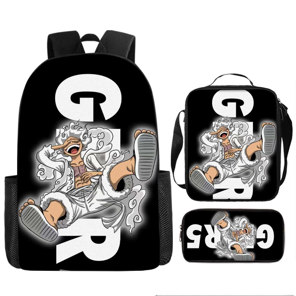 One Piece Cartoon Anime Rucksack Leichte Ergonomische Schultasche für Grundschüler Umhängetasche Federmäppchen Set