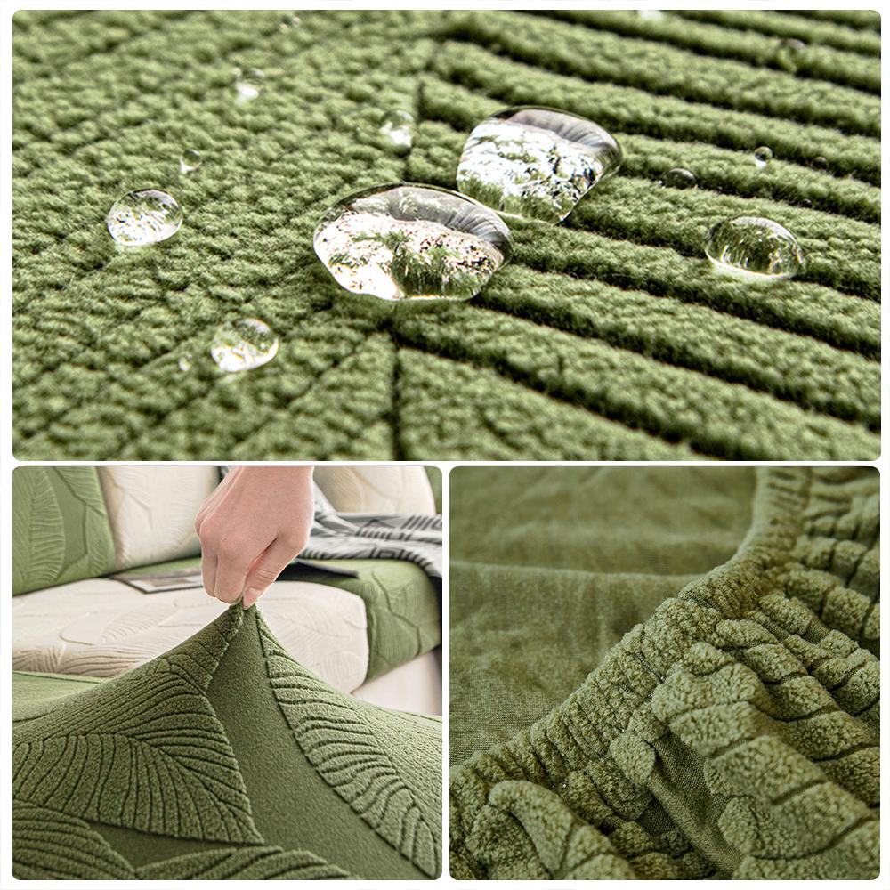 1PC Waterproof Jacquard Sofa Cover with Leaf Pattern Luxury Elastic Sofa Seat Cushion Covers Living Room Solid Sectional Covers