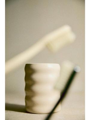 Stoneware Toothbrush Holder Light Beige 1286280001