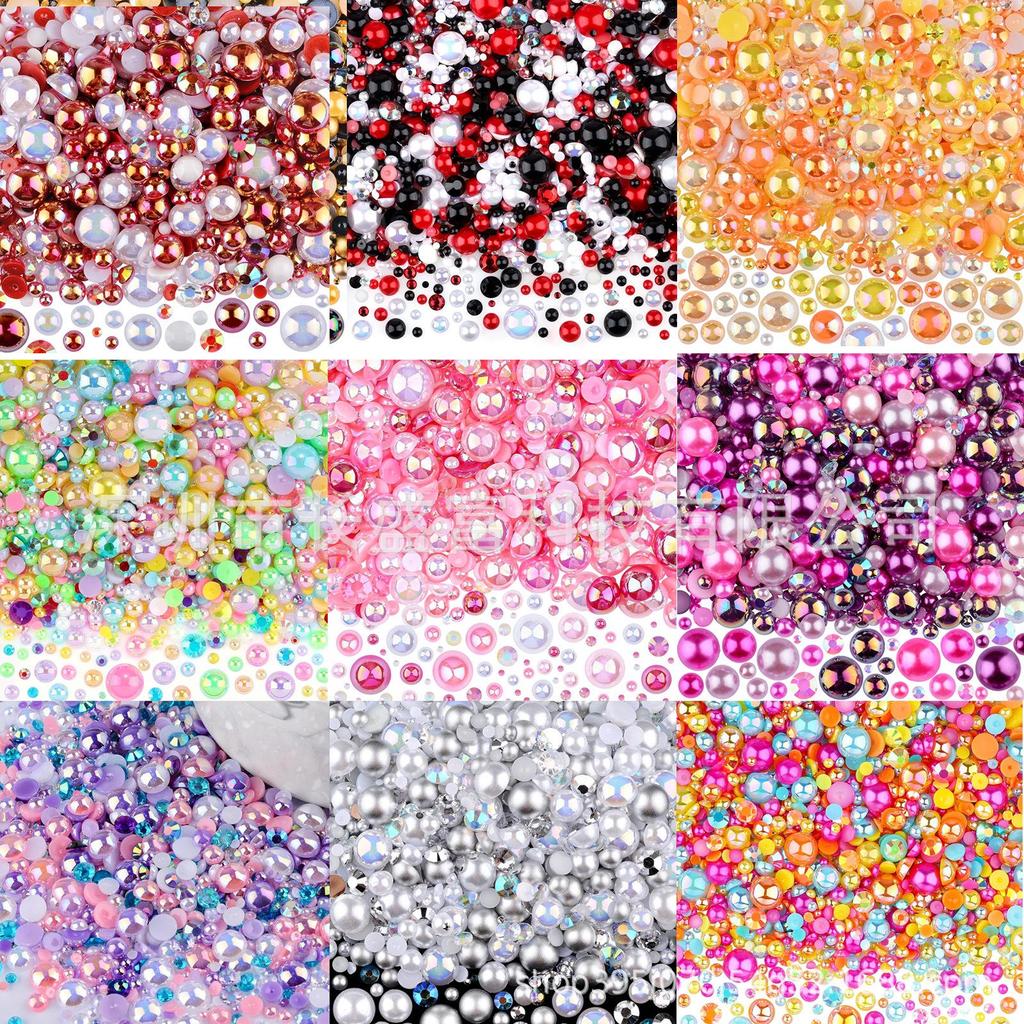 Multi-color Half Pearl Nail & Craft Embellishments for Nails, Phone Cases, Earrings & Hair Clips
