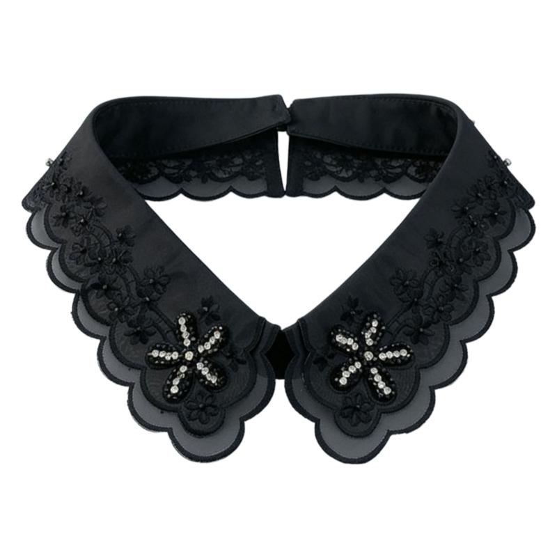 Jeweled Rhinestones False Collar Beaded Lace Spread Lapel Graceful Art Collar Sweet Shawl False Decorative Shawl