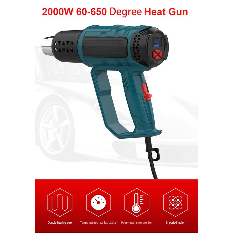 220V industrial heat gun hair dryer construction 2000W hot air gun air dryer for soldering thermal blower shrink wrapping