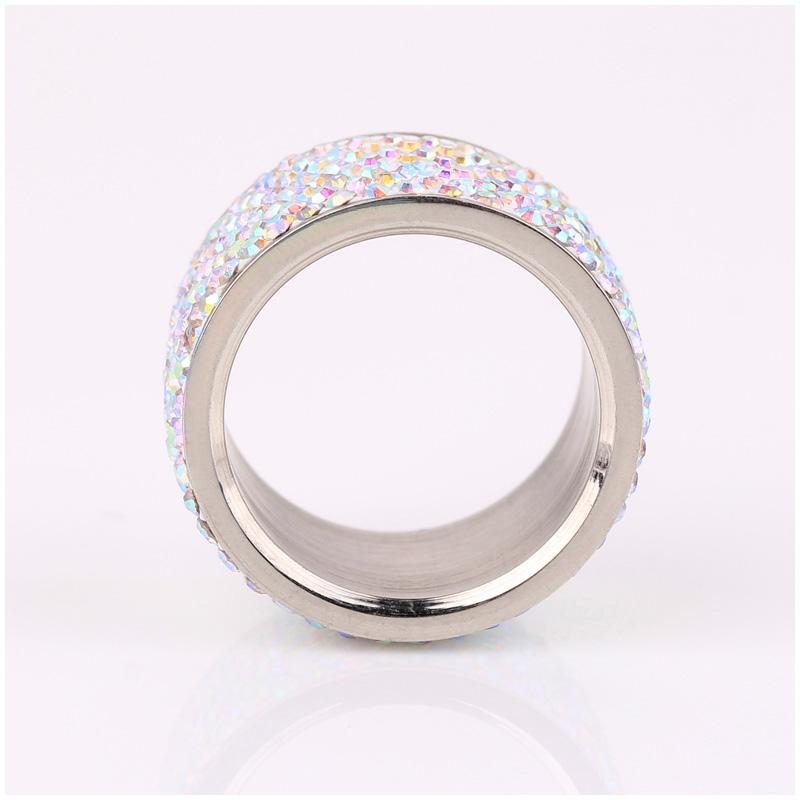 8 Row Multi Fashion Female Stainless Steel Crystal Wedding Rings for Women  AB+ CZ Stone Party Rhinestone Rings