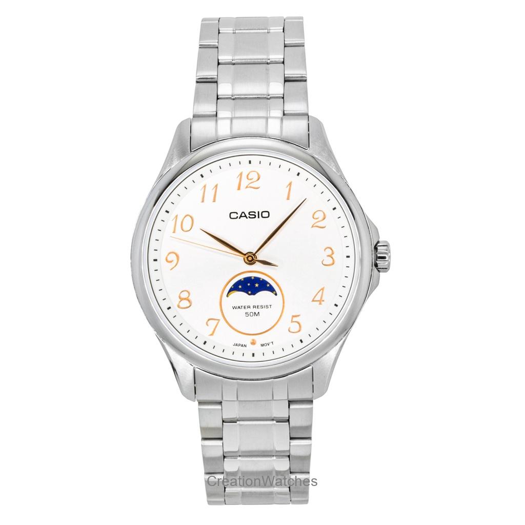 

Casio Standard Аналоговый Фаза Луны Нержавеющая сталь Белый циферблат Кварцевый MTP-M110D-7AV Мужские часы белый