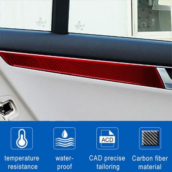 Red Carbon Fiber Interior Door Panel Cover Trim For Mercedes-Benz C-Class W204