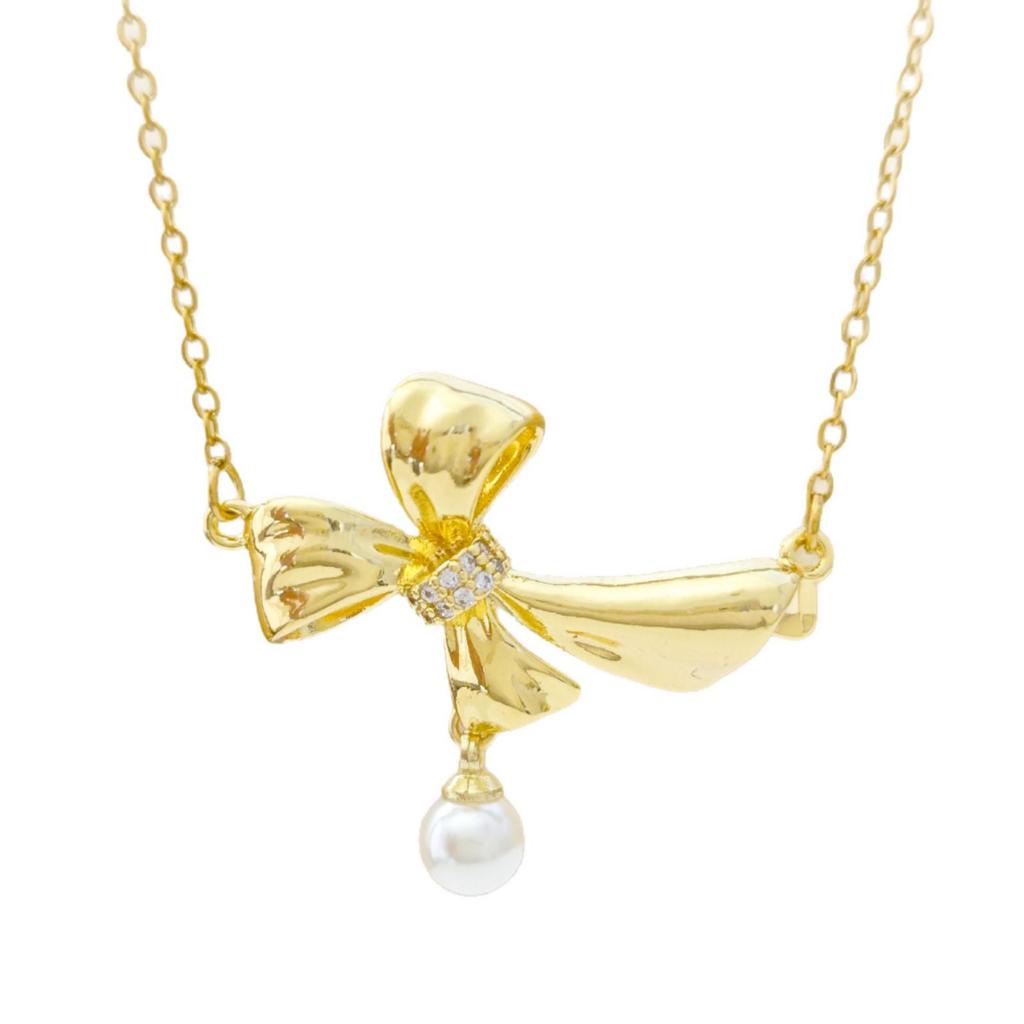 Élégant Collier Nœud Perle - Luxe Léger, Inaltérable, Chaîne de Clavicule Polyvalente pour Femmes