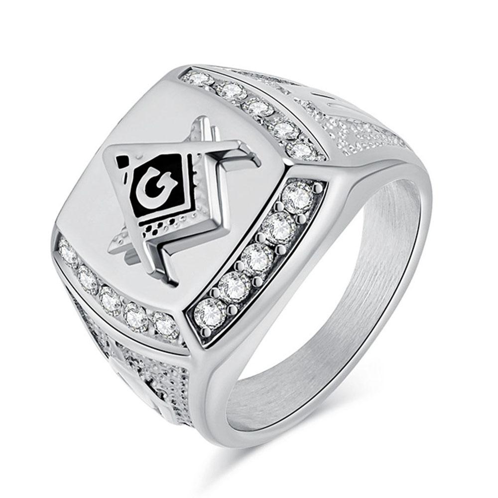 Retro Hip-Hop Freimaurer Titanstahl Ringe Ring Herren Persönlichkeit Dominant Bruderschaft Schmuck