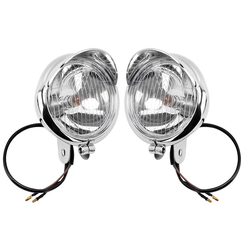

Chrome Motorcycle ABS Retro Passing Driving Headlight Fog Light For Harley Bobber Chopper Cruisers Touring Custom