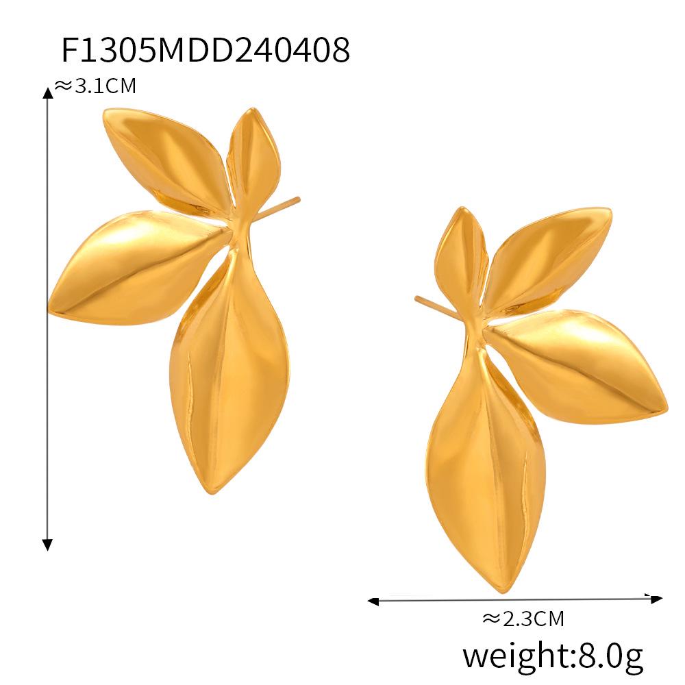 Ensemble de Boucles d'Oreilles Géométriques en Acier Titane Plaqué Or 18 carats avec Imitation Perle