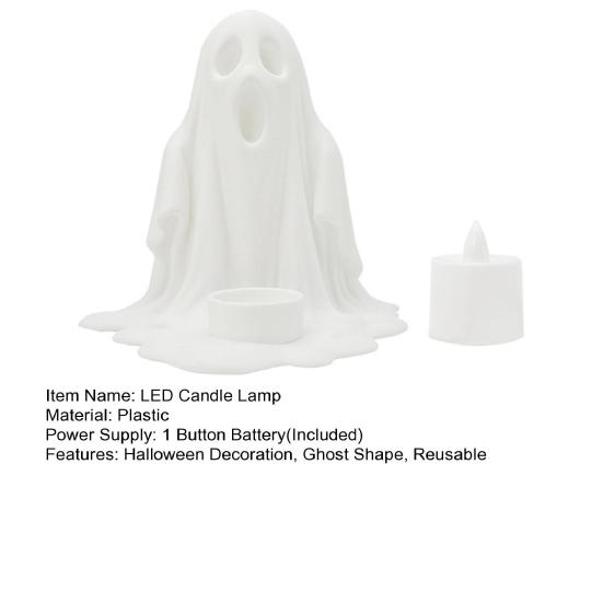 Halloween Spøkelse LED Stearinlys Lampe Batteridrevet Skummel Hvit Spøkelse Elektronisk Stearinlys Lys Festival Fest Dekorlampe