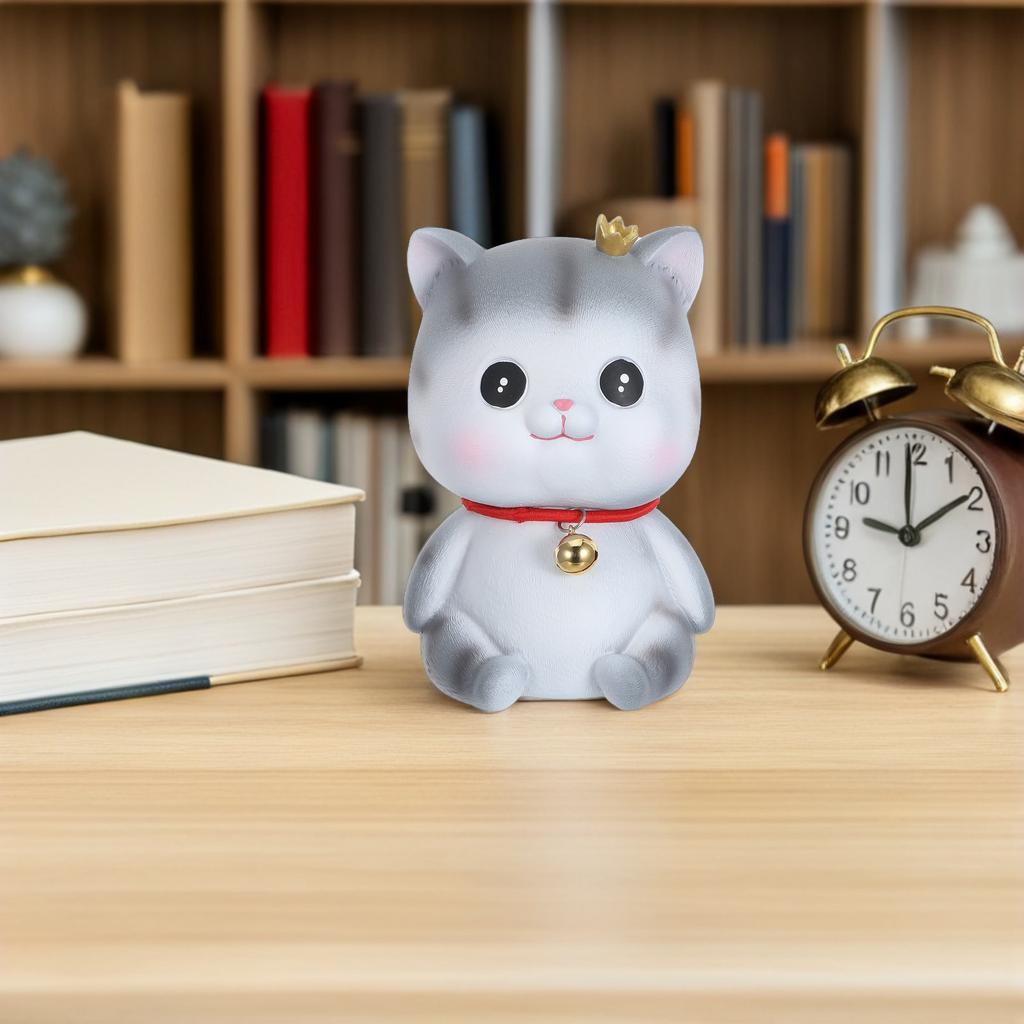 Cartoon Kitten Saving Pot Vinyl Money Pot Lovely Small Change Container Desktop Ornament Ideal for Kids Home Office