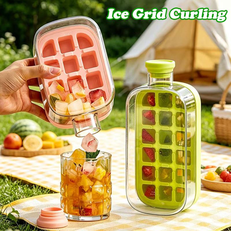 2 in 1 Ice Cube Tray Multifunctional Ice Bottle Mold with Straw Safe Silicone Material Portable for Outdoor Travel and Office