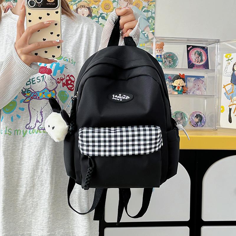 Summer New High-Value Cute Plaid Pain Bag Backpack for Girls and Boys, Outdoor Casual Double Shoulder Bag