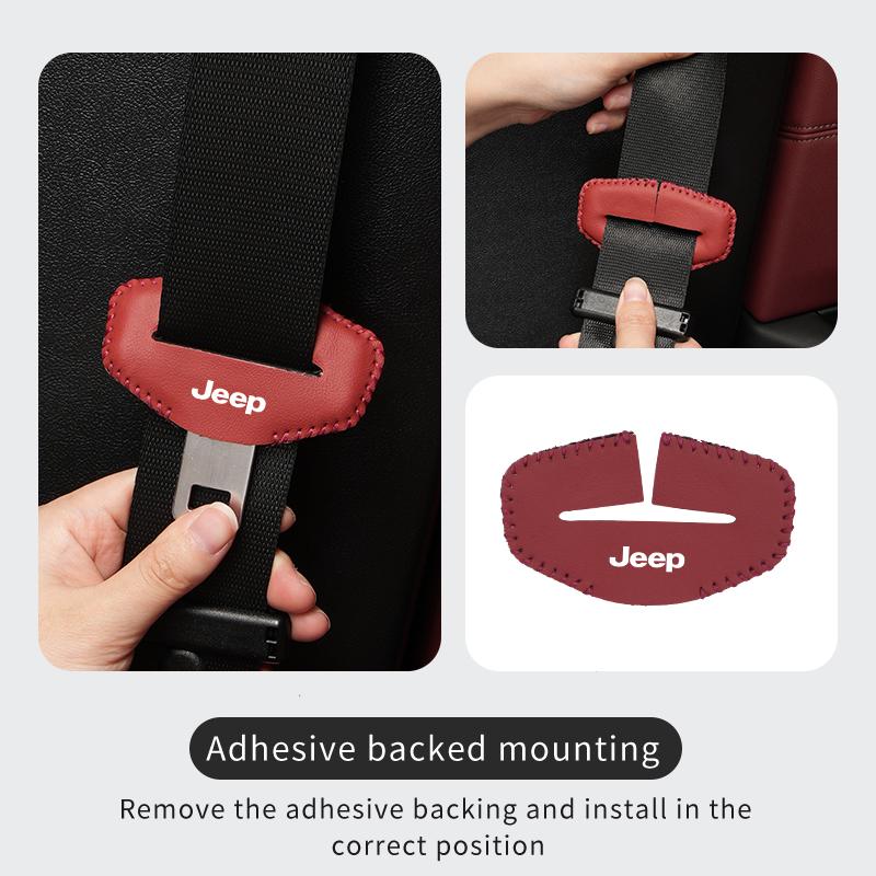 Car Seatbelt Buckle Cover Leather Seatbelt Anti-Scratch Mat Accessories For Jeep Renegade Grand Cherokee Compass Patriot Wrangle AKV1