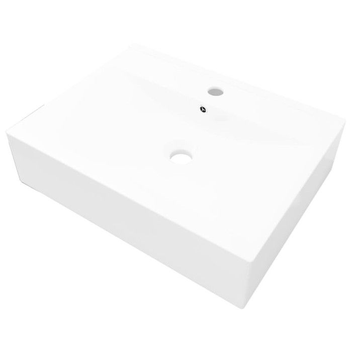 VidaXL Countertop Ceramic Rectangular White Washbasin Bathroom Toilet 140686
