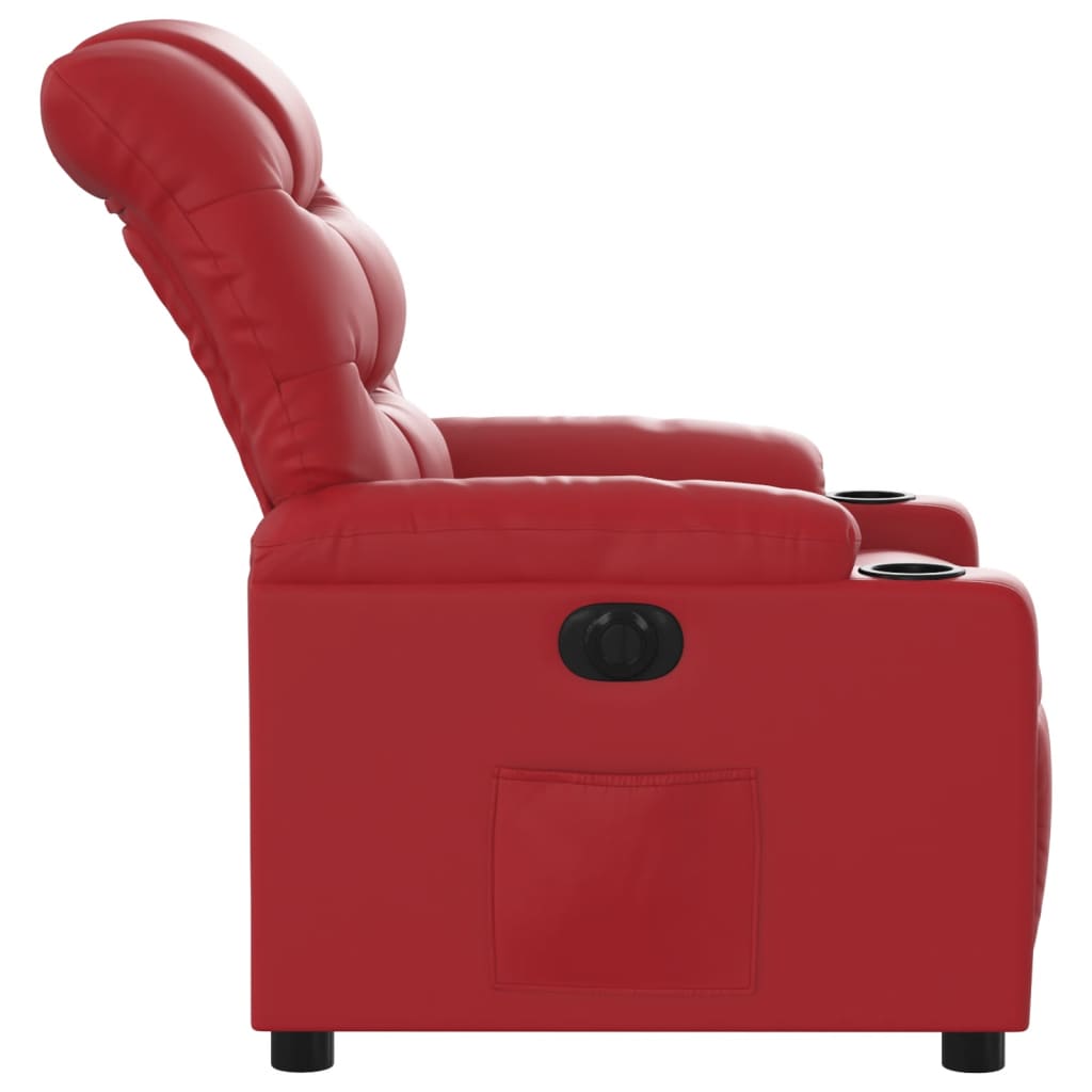 Electric Recliner Chair Red Faux Leather