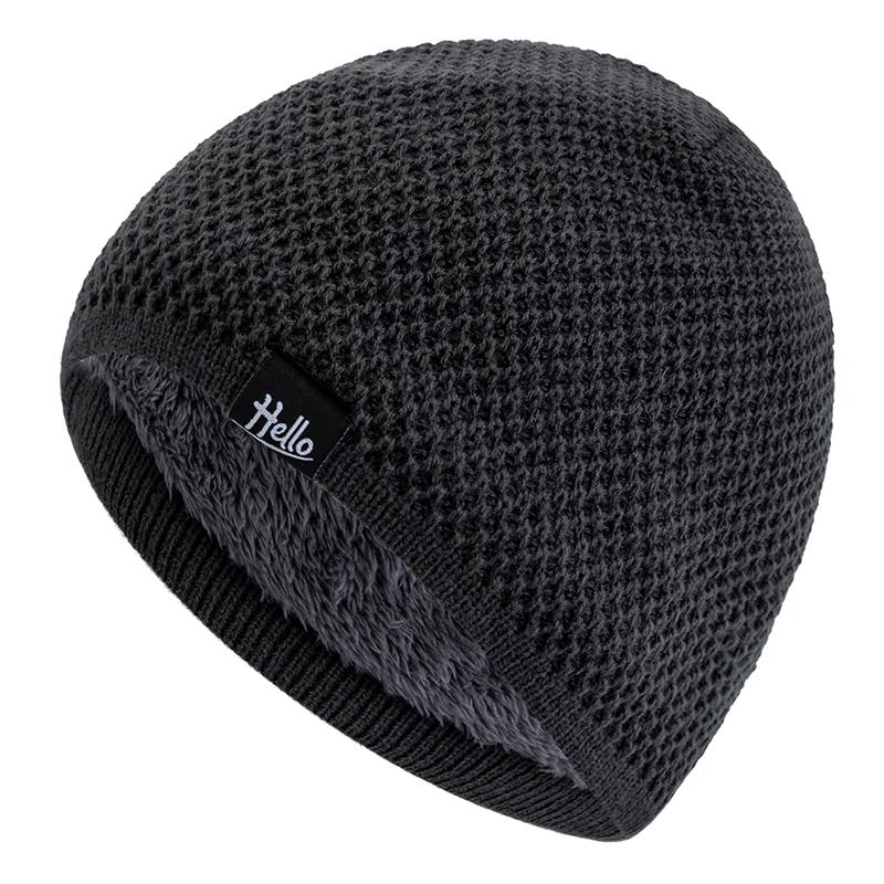 New Style Unisex Winter Hats Plush Fur Lined Beanies Hats For Men Woman Hello Letter Warm Cap Casual Winter Ski Knitted Hats