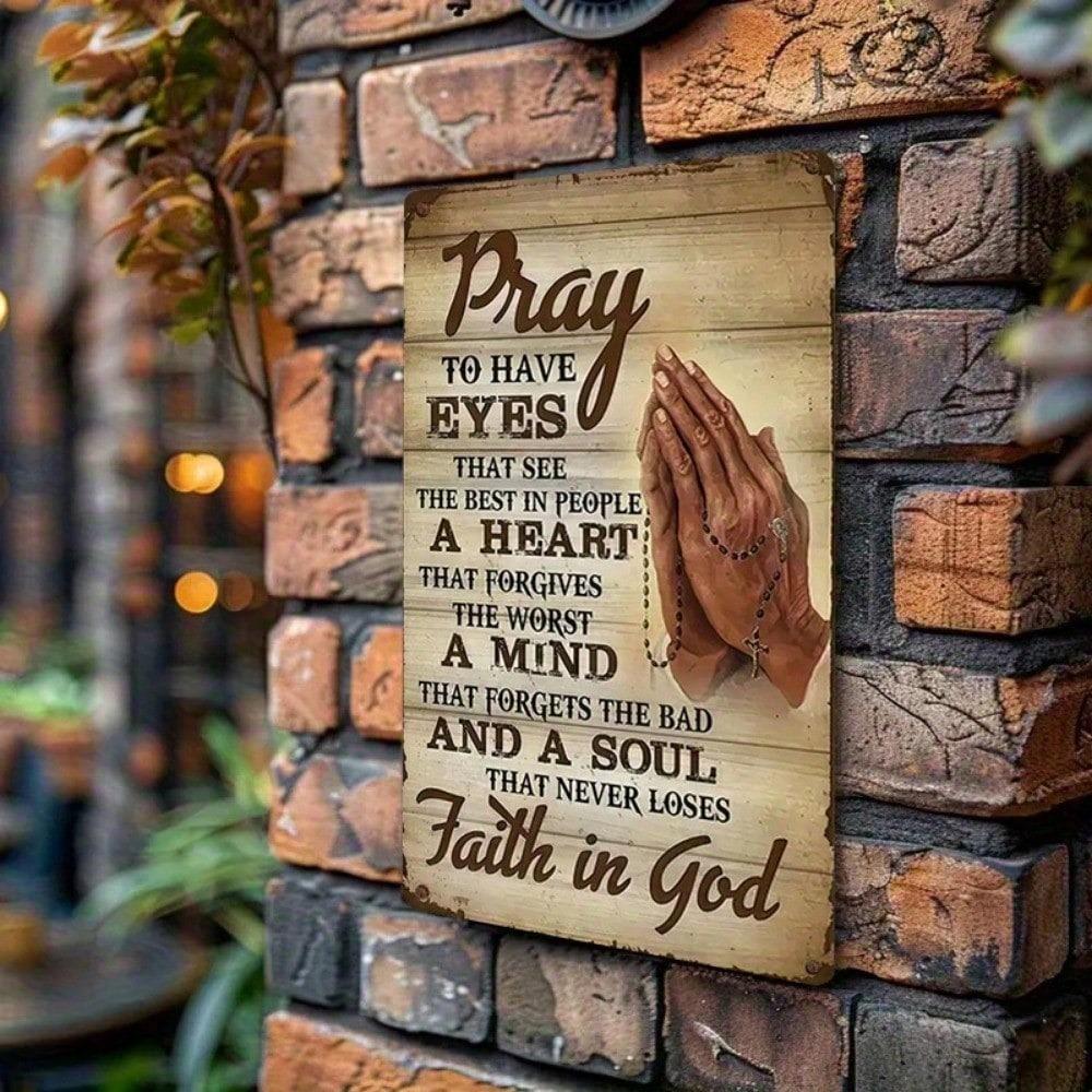 Vintage Metal Wall Sign Inspirational Prayer Rustic Spiritual Decor