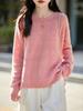 Women's Thickened Crochet Hollow 100% Wool Round Neck Knit Sweater - Soft, Versatile, Stylish Base Layer