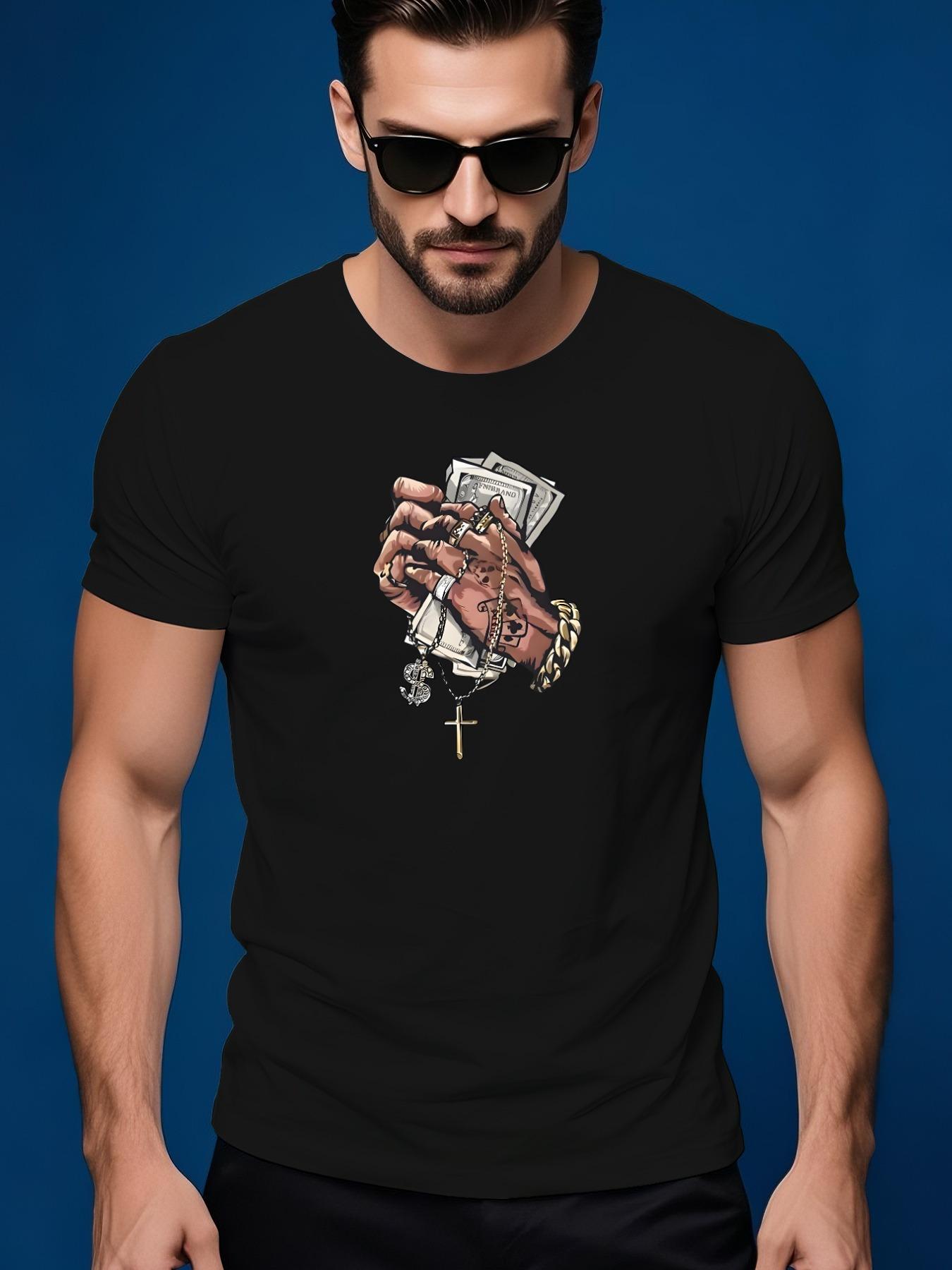 Hand Holding Money and Necklace Prayer Illustration Trend... XL