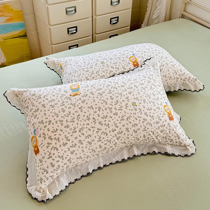 1pc Lace Trim Leopard Printed Pillowcase Cover 48x74cm INS Style Pillow Cover Skin-friendly Pillow Sham