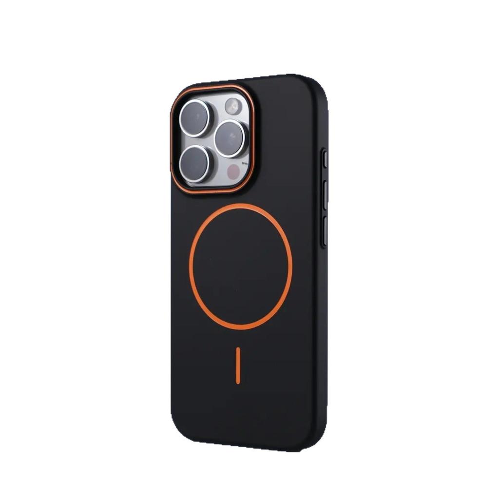 Applicable to Apple 17promax matte skin color contrast fine ring magnetic suction iPhone16 light and anti-drop mobile phone case
