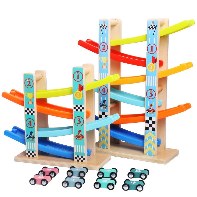 Colorful Wooden Educational Glide Car for Children - Fast, Interactive Parent-Child Toy