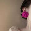 Silver Needle Flocked Flower Stud Earrings - Elegant, Versatile, and High-End for Women