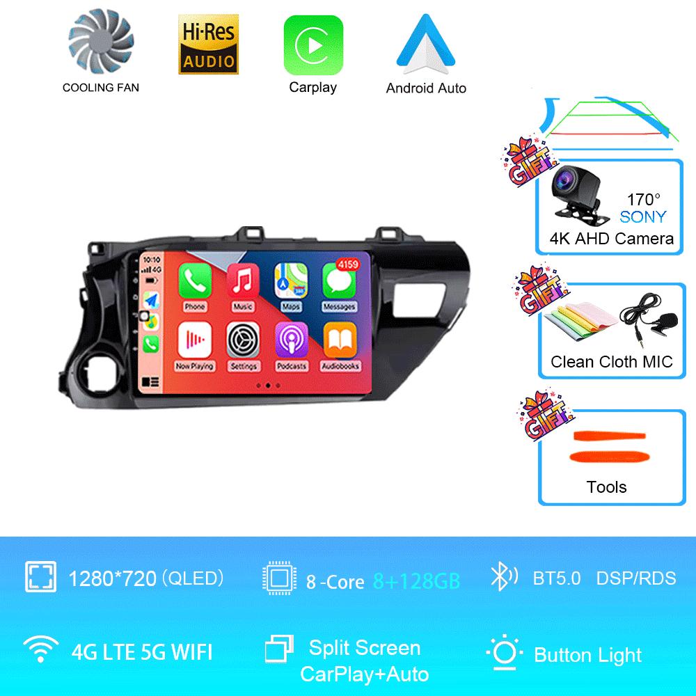 Car Radio Android 14 For TOYOTA HILUX PICK UP AN120 2015 - 2020 RHD/LHD Multimedia Video Player Receiver 5G DVD Wifi Carplay