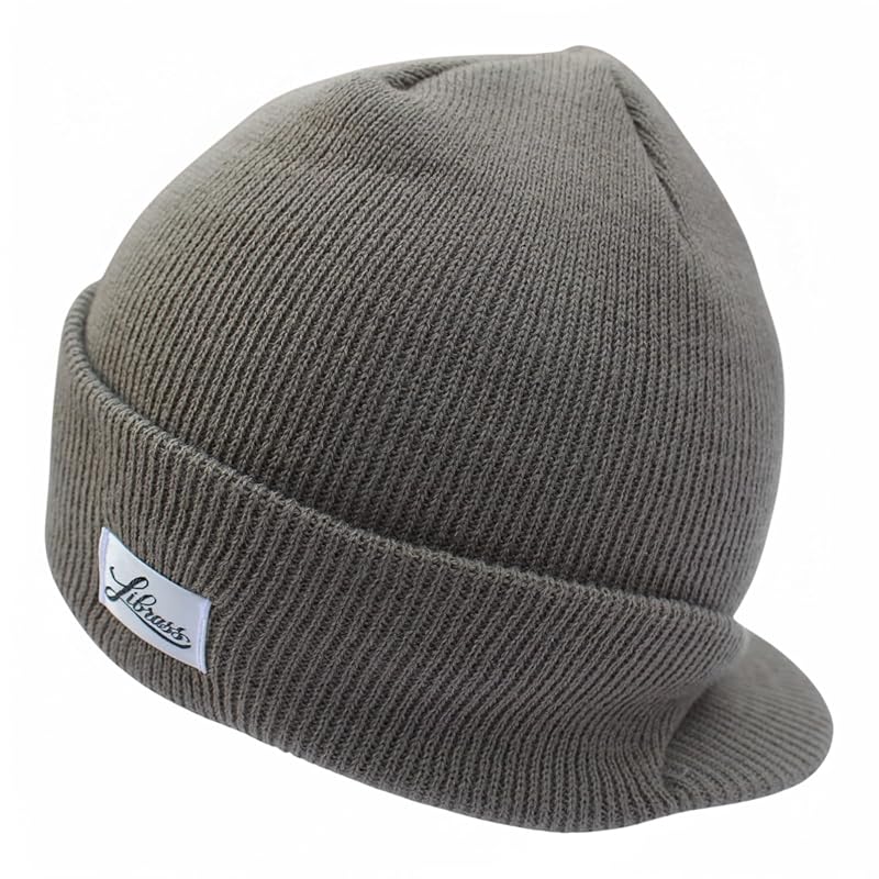 

[Librass] visor knit cap With brim knit hat Cold protection American casual men s ladies (light gray white tag)