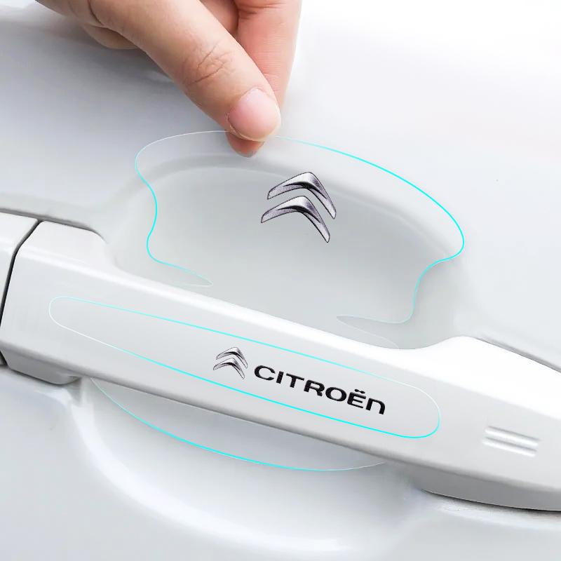 Transparent Car Door Handle Cup Protector Door Bowl Logo Sticker For Citroen C1 C2 C3 C4 C5 C6 C8 C4L DS3 DS4 DS5 DS5LS DS6 DS