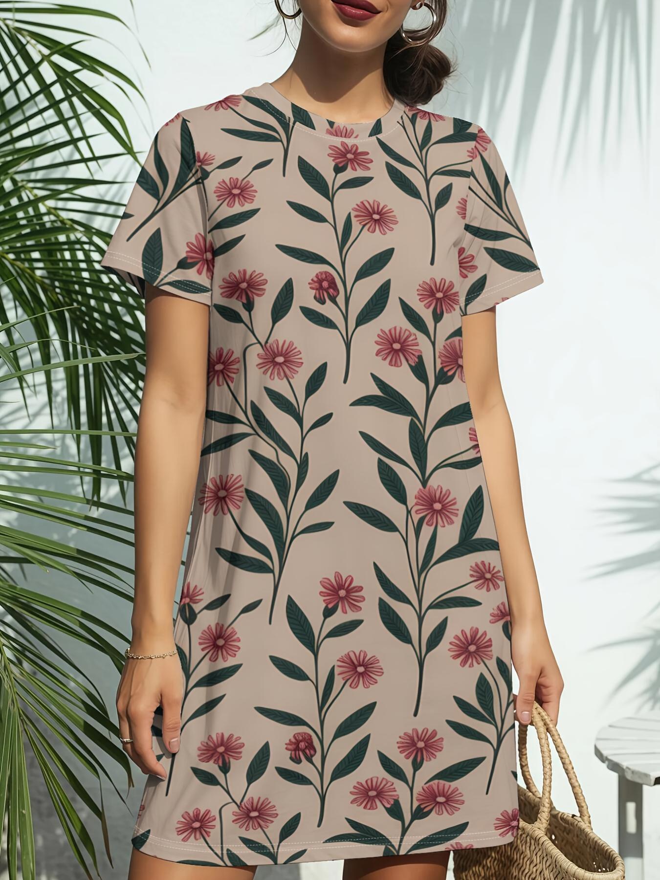 

Women s Olive Leaf Short-Sleeve T-Shirt Dress - Round Neck Casual -Line Dress with Olive Leaf Print. Spring Summer Blouse Dress Suitable for Daily Wea XL дубильная кора