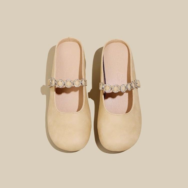 

Мягкая кожа французская внутренняя увеличивающая рост сумка голова полушлепанцы женские летние для улицы однословные бриллиантовые с одной педалью сандалии на толстой подошве обувь Мюли 40 хаки